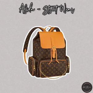 ⚡️[Hight Quality] Balo Nam Nữ \/ Tr110 Brown Backpack - Điểm Nhấn Hoa Nâu Phối Nắp Vàng Cao Cấp