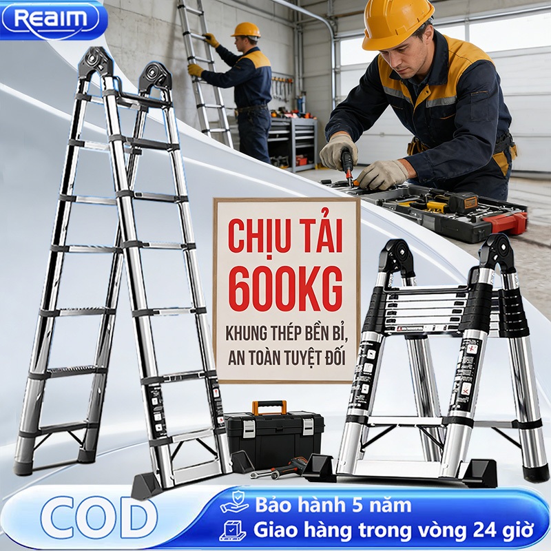 Thang Rút Nhôm Inox Chữ A Chữ I Nhập Khẩu Thang Rút Đôi Đơn Chất Liệu Nhôm Inox Cao 3.4M 4.2M 5M 5.8M
