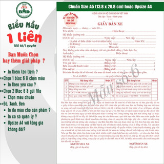 Hợp đồng mua bán xe 1 liên-Bloc 2 (in sẵn) & Bloc 6 (chọn mẫu in tên) hoặc theo thiết kế