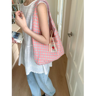 Túi tote vải nữ hoạ tiết kẻ caro phong cách Vintage chất liệu vải Canvas bền bỉ phù hợp đi làm đi chơi túi đeo vai
