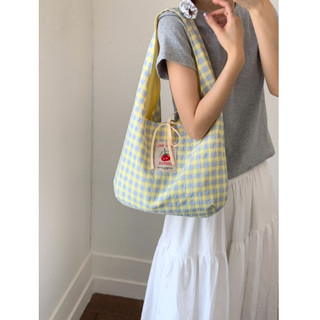 Túi tote vải nữ hoạ tiết kẻ caro phong cách Vintage chất liệu vải Canvas bền bỉ phù hợp đi làm đi chơi túi đeo vai