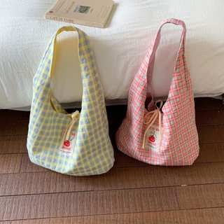 Túi tote vải nữ hoạ tiết kẻ caro phong cách Vintage chất liệu vải Canvas bền bỉ phù hợp đi làm đi chơi túi đeo vai