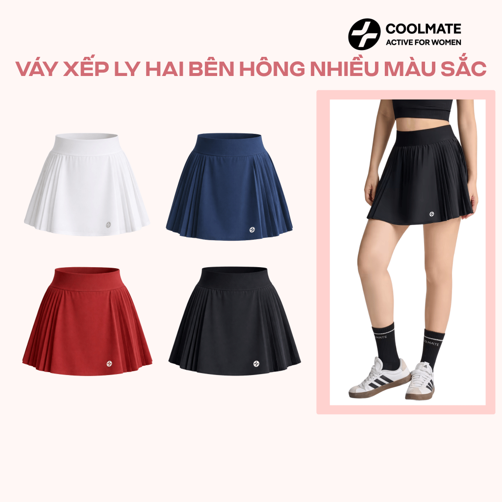 Chân Váy thể thao Nữ Xếp Ly 2 bên Có lót trong High Waist Pickleball Essentials - Coolmate Women