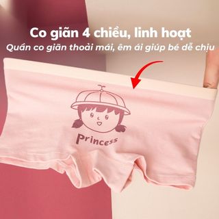 SET 4 Quần lót bé gái cotton dáng đùi thấm hút co giãn linh hoạt họa tiết xinh xắn đáng yêu L8001