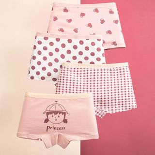 SET 4 Quần lót bé gái cotton dáng đùi thấm hút co giãn linh hoạt họa tiết xinh xắn đáng yêu L8001