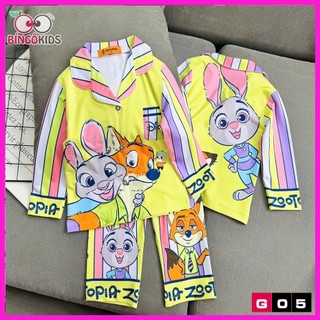 Pijama tay dài quần dài đồ bộ bé gái chất thun lạnh in 3D cho họa tiết hoạt hình
