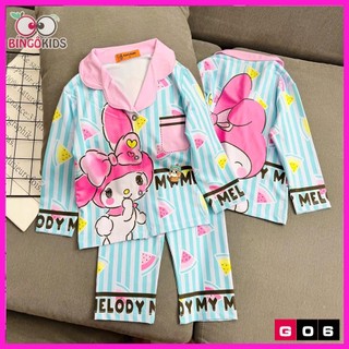 Pijama tay dài quần dài đồ bộ bé gái chất thun lạnh in 3D cho họa tiết hoạt hình