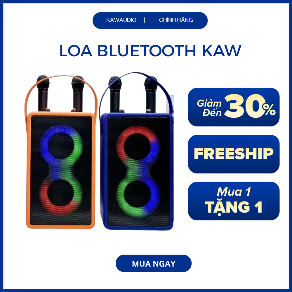 Loa bluetooth KAW PartyBox Encore K7 công suất lớn LED đổi màu, tặng kèm 2 mic chính hãng 1 đổi 1