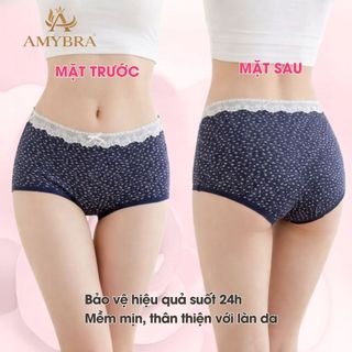 Quần Lót Boxer Nữ Cotton Phối Ren – Quần Chip Nữ Co Giãn Ôm Dáng, Thấm Hút Tốt AMYBRA L5522