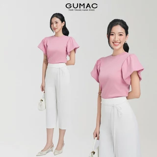 Áo thun nữ tay phồng GUMAC form ôm thiết kế thanh lịch chất liệu thun mềm mịn LATF1105