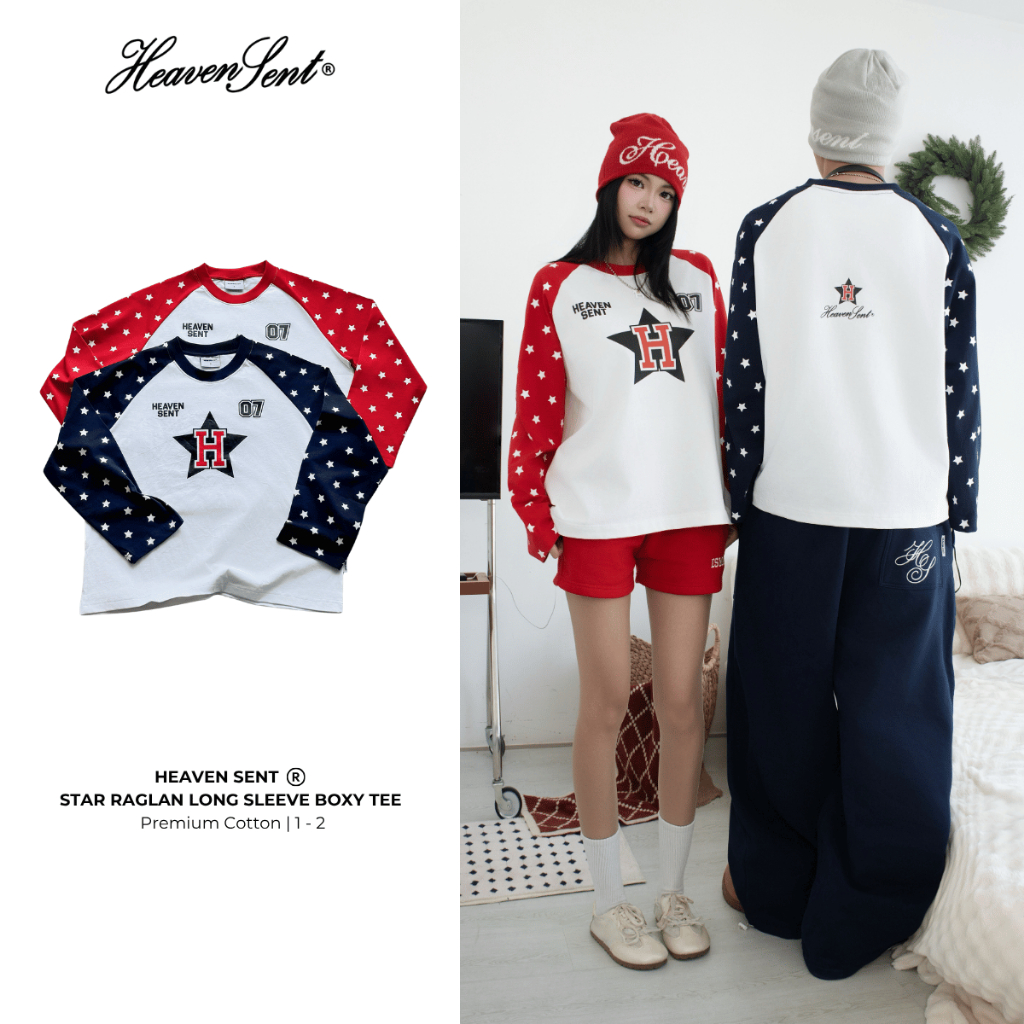 Áo Thun Tay Dài Raglan Form Boxy Heaven Sent Star - HS_TS009