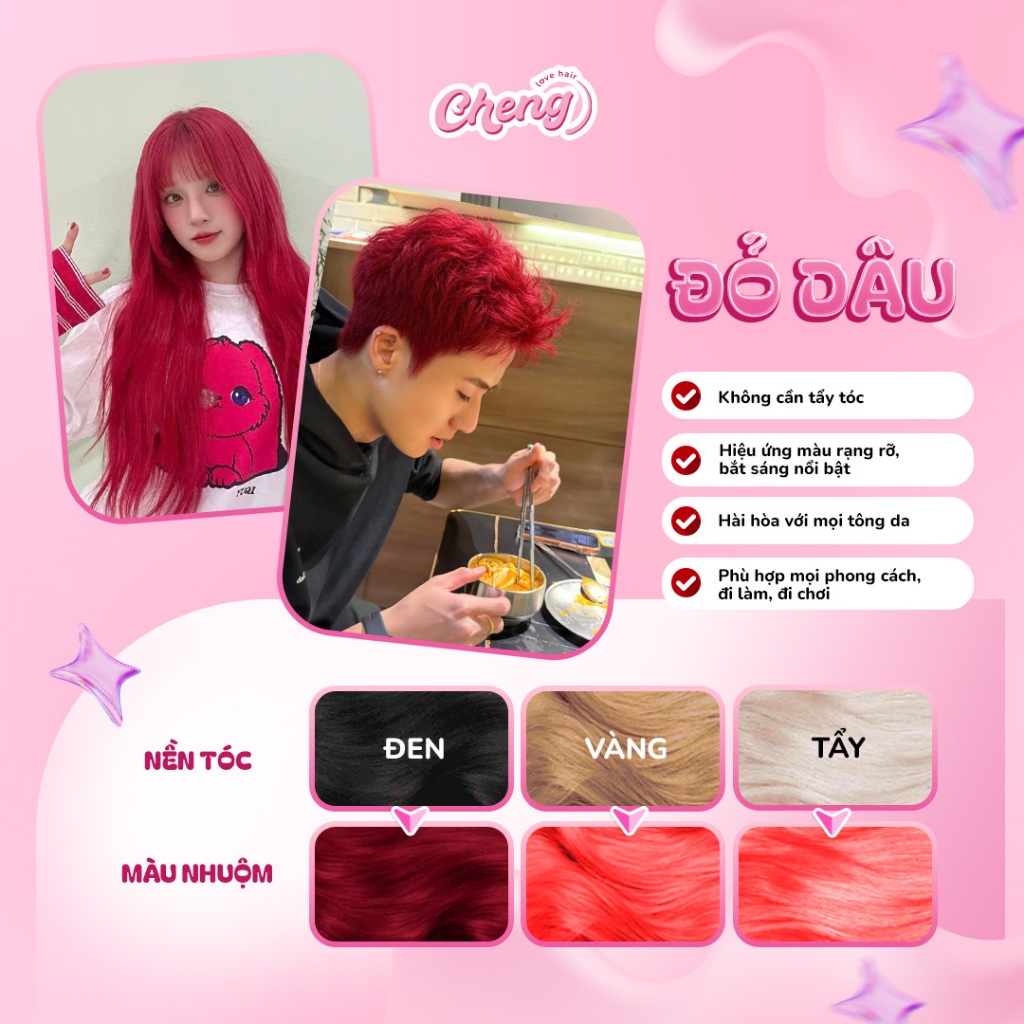 Thuốc Nhuộm Tóc Màu ĐỎ DÂU Không Tẩy | Chenglovehair, Chenglovehairs