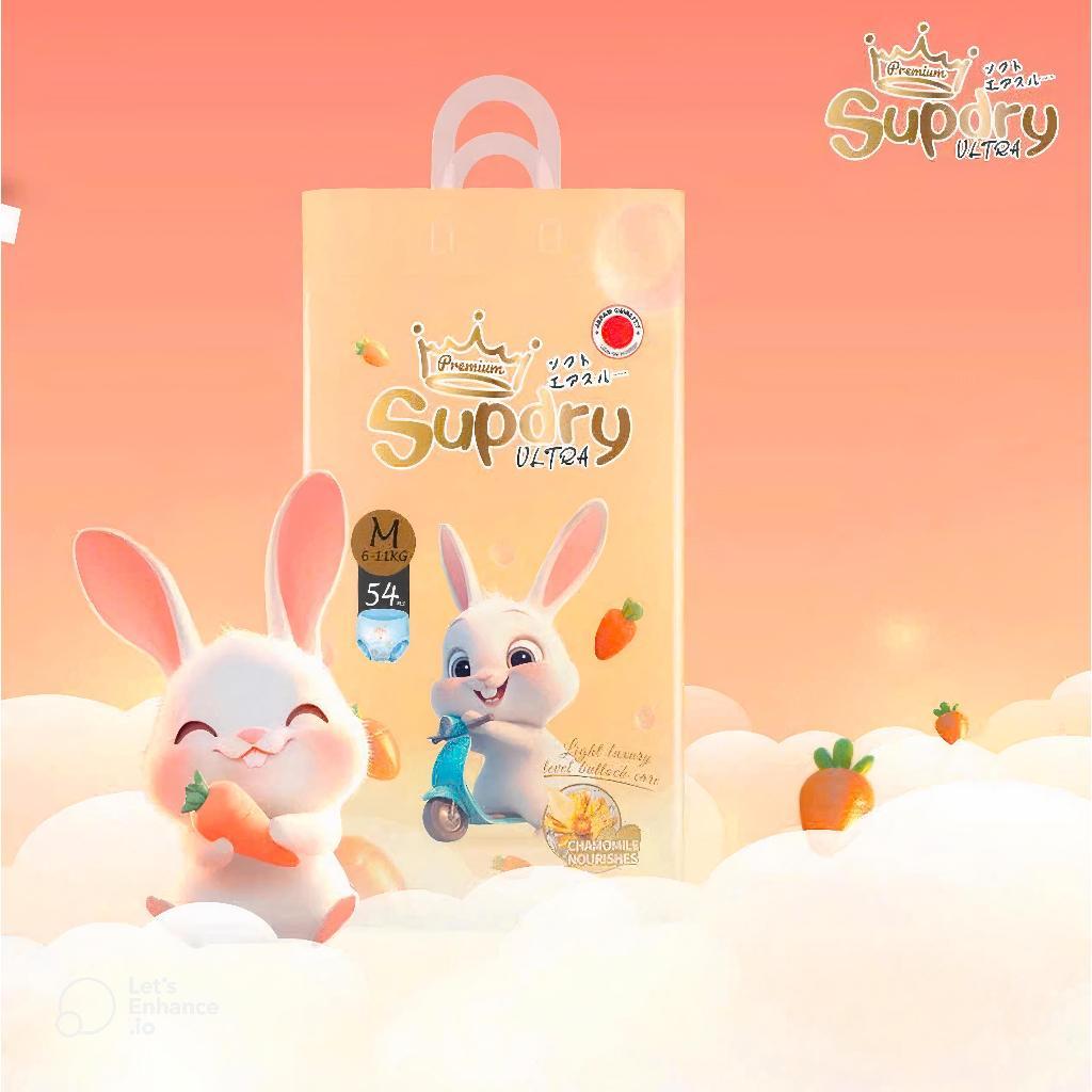 (CÓ QUÀ) COMBO 3 Tã Bỉm Dán Supdry Ultra Cam Cao Cấp, Chống Hăm, Thấm Hút size NB/S/M cho bé 4kg-20kg