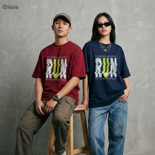 Áo Phông Unisex Phong cách Hàn quốc áo Thun Nam Nữ Oversize Cotton Cao Cấp CLARO - Chữ 'RUN' lớn