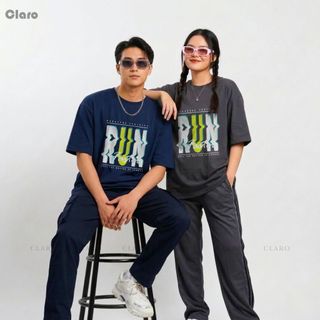 Áo Phông Unisex Phong cách Hàn quốc áo Thun Nam Nữ Oversize Cotton Cao Cấp CLARO - Chữ 'RUN' lớn