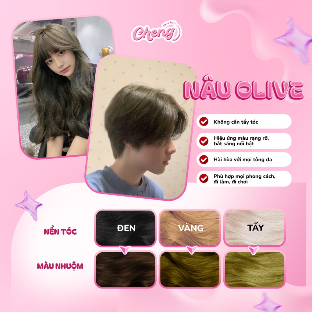 Thuốc Nhuộm Tóc Màu NÂU OLIU - NÂU OLIVE Không Tẩy | Chenglovehair, Chenglovehairs