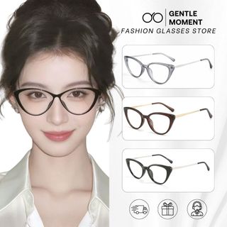 Kính mắt mèo nữ GENTLE MOMENT gọng kim loại chống ánh sáng xanh chống tia UV thời trang cao cấp GMK250