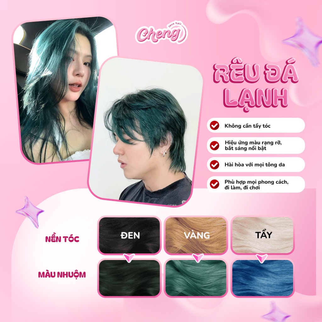 Thuốc Nhuộm Tóc Màu RÊU ĐÁ LẠNH Không Tẩy | Chenglovehair, Chenglovehairs