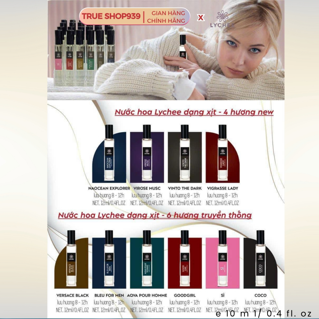Nước hoa nam nữ thơm tinh tế sang trọng LYCHEE tinh dầu Pháp 10ml