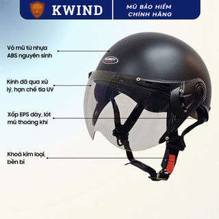 Mũ bảo hiểm nửa đầu có kính HALY chính hãng SUNDY, nhiều màu, phù hợp nam, nữ, Freesize 55-59cm