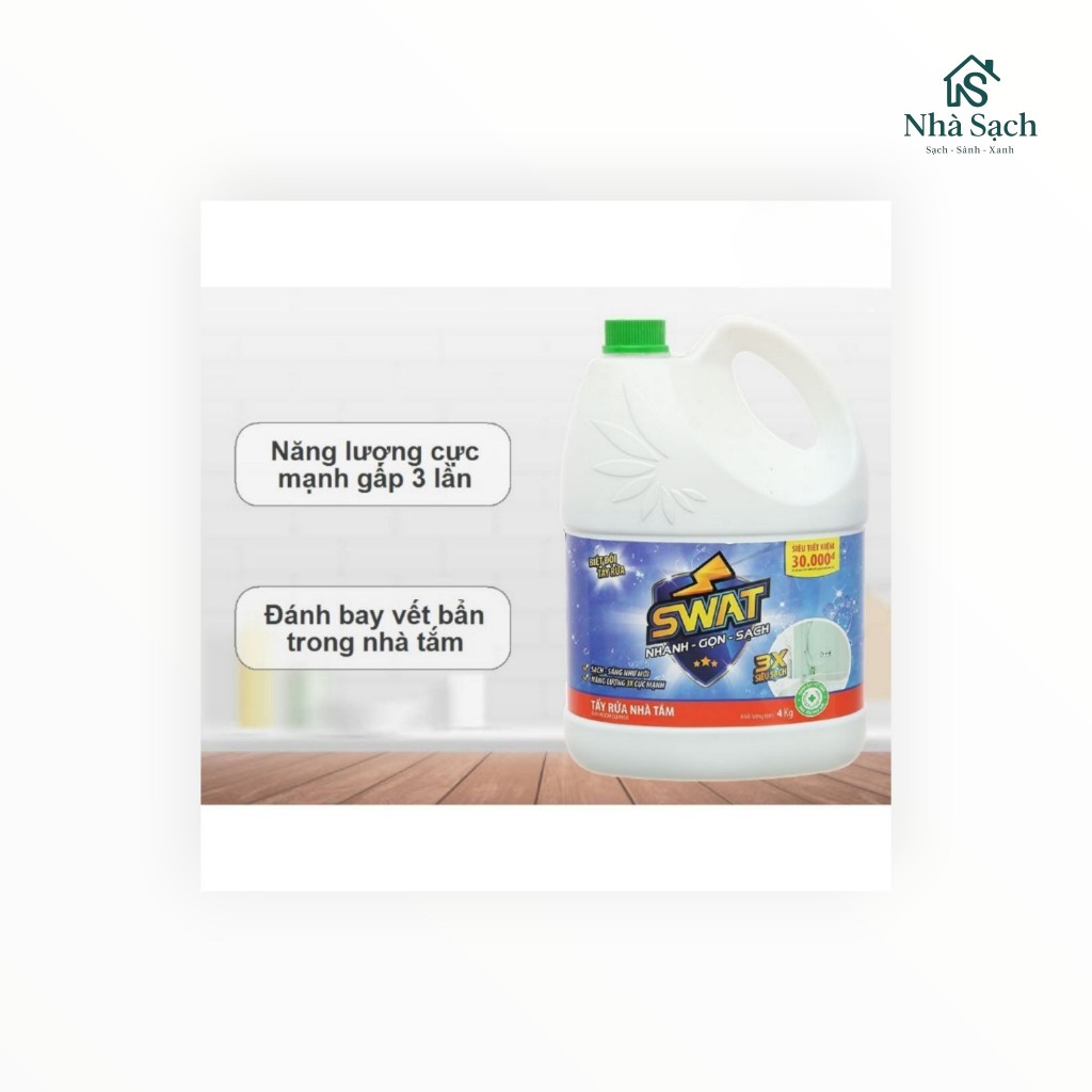 Nước Tẩy Nhà Tắm Swat Chai 1L/Can 4L – Năng Lượng 3X Pro, Khử Mùi, Siêu Sạch
