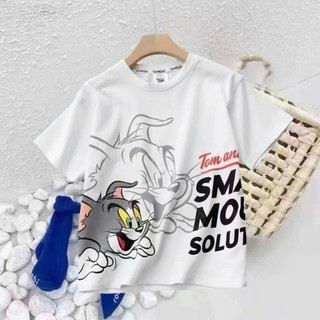 Áo Thun Unisex Trẻ Em Tom Và Jerry Form Rộng Thoáng Mát Size 20-50Kg