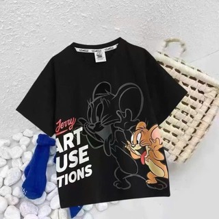 Áo Thun Unisex Trẻ Em Tom Và Jerry Form Rộng Thoáng Mát Size 20-50Kg
