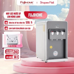 Máy lọc nước kết hợp làm nóng lạnh 4 cấp lõi lọc để bàn FujiE WPD508C nhập khẩu, 3 vòi có khoá vòi nóng an toàn trẻ nhỏ