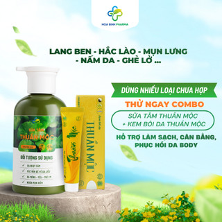 Combo Sữa Tắm Thuần Mộc và Kem Bôi da Thuần Mộc Hỗ Trợ Giảm Mụn Body, Dưỡng Ẩm