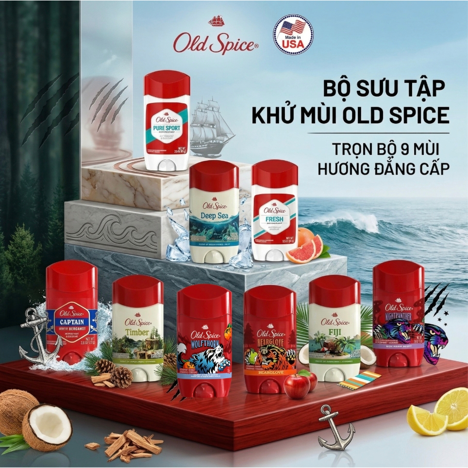 [TOP BÁN CHẠY]Lăn khử mùi Old Spice Chính Hãng - Sáp khử mùi cơ thể, Đủ mùi hương, Dùng cho nam&nữ