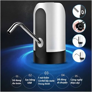 Máy Bơm Nước Bình Tự Động Sạc USB 1 Nút Nhấn, Vòi Hút Nước 20L Có LED, Bơm Nhanh Tiện Lợi