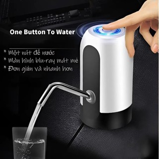 Máy Bơm Nước Bình Tự Động Sạc USB 1 Nút Nhấn, Vòi Hút Nước 20L Có LED, Bơm Nhanh Tiện Lợi
