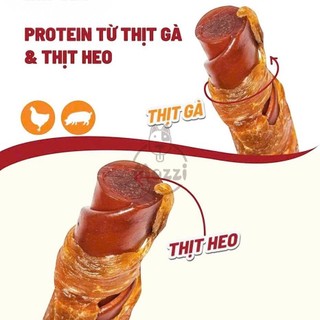 Snack cho chó Jreho Que cuộn xoắn nhân thịt heo cuốn gà đậu phộng