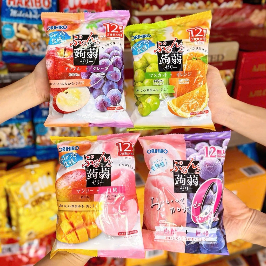 Thạch trái cây Ribon, Orihiro, Nikkon 100% nước ép trái cây cho bé nội địa Nhật