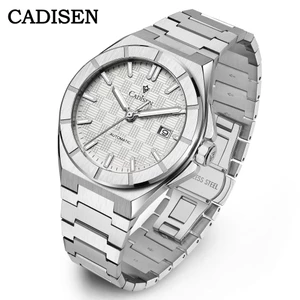 Đồng hồ nam chính hãng Cadisen C8242G-T3 kính sapphire,chống nước 100m,Bh 24 tháng,máy cơ,mặt trắng dây thép xịn