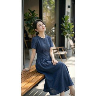 Đầm thiết kế KYE Alya dress màu xanh navy dáng dài