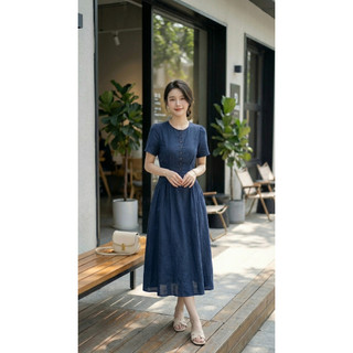 Đầm thiết kế KYE Alya dress màu xanh navy dáng dài