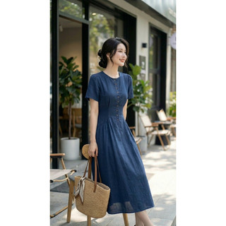 Đầm thiết kế KYE Alya dress màu xanh navy dáng dài