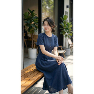 Đầm thiết kế KYE Alya dress màu xanh navy dáng dài