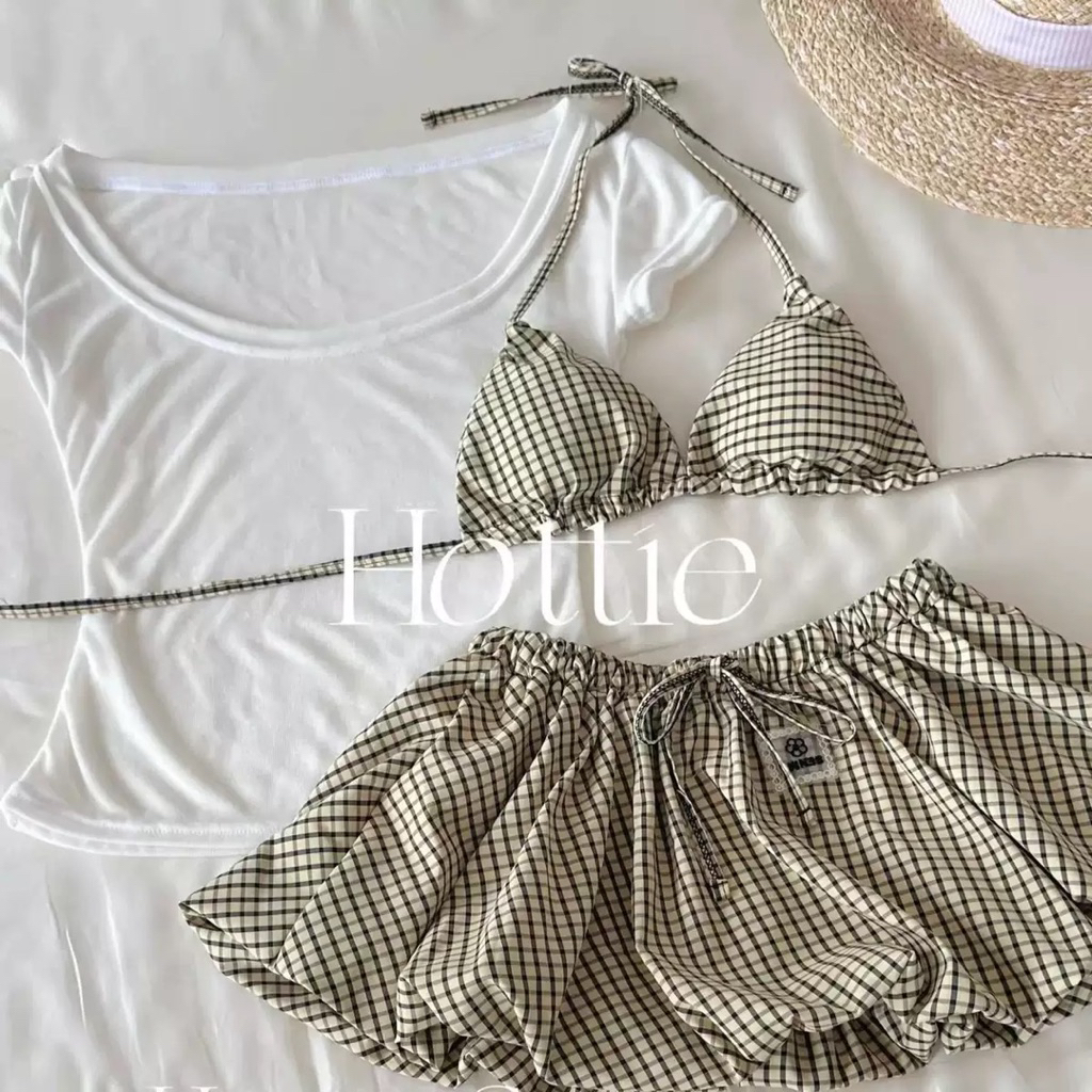 Bikini nữ cao cấp 2026 – set đồ bơi 4 chi tiết gợi cảm phong cách cá tính, thiết kế dây buộc váy, tông nước pastel