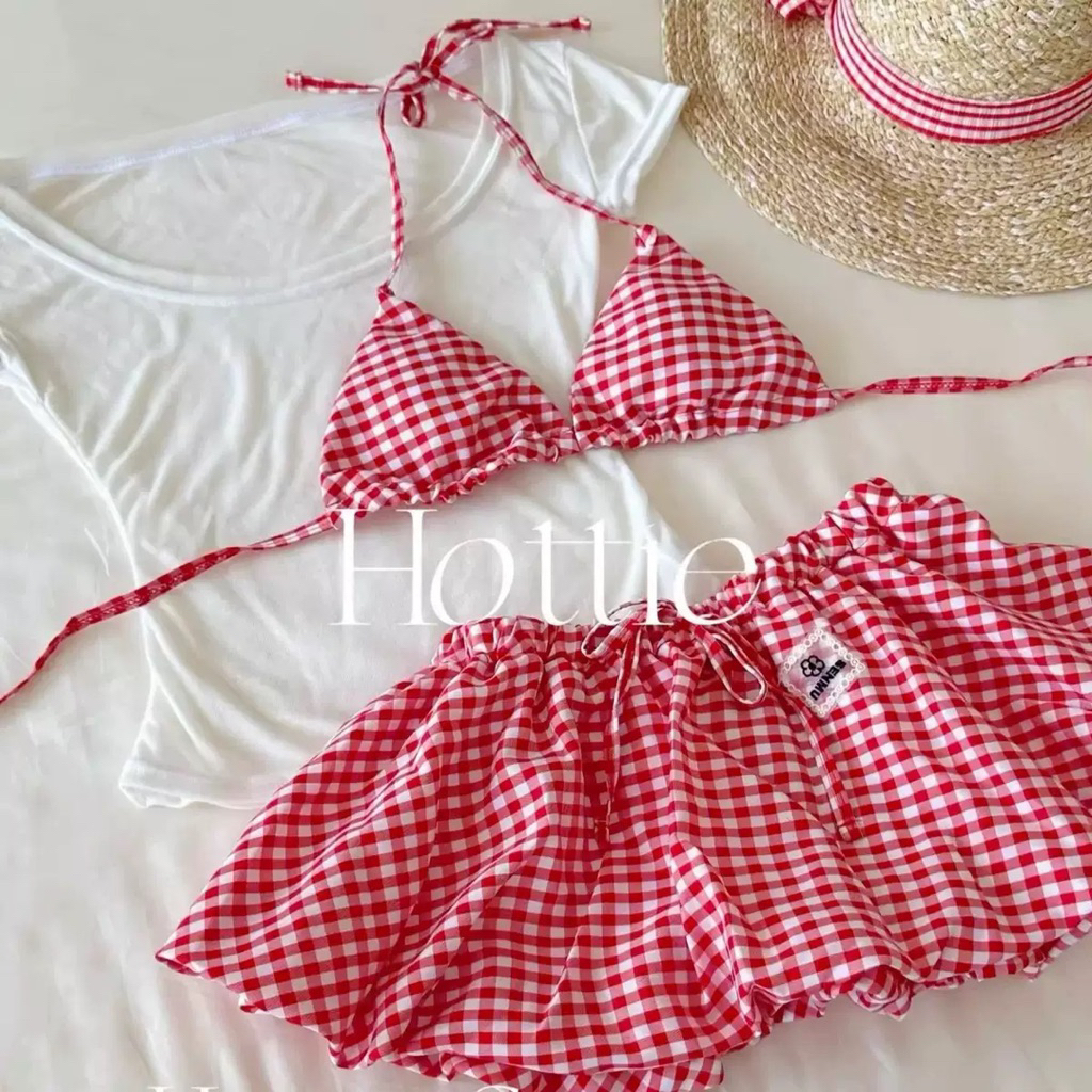 Bikini nữ cao cấp 2026 – set đồ bơi 4 chi tiết gợi cảm phong cách cá tính, thiết kế dây buộc váy, tông nước pastel