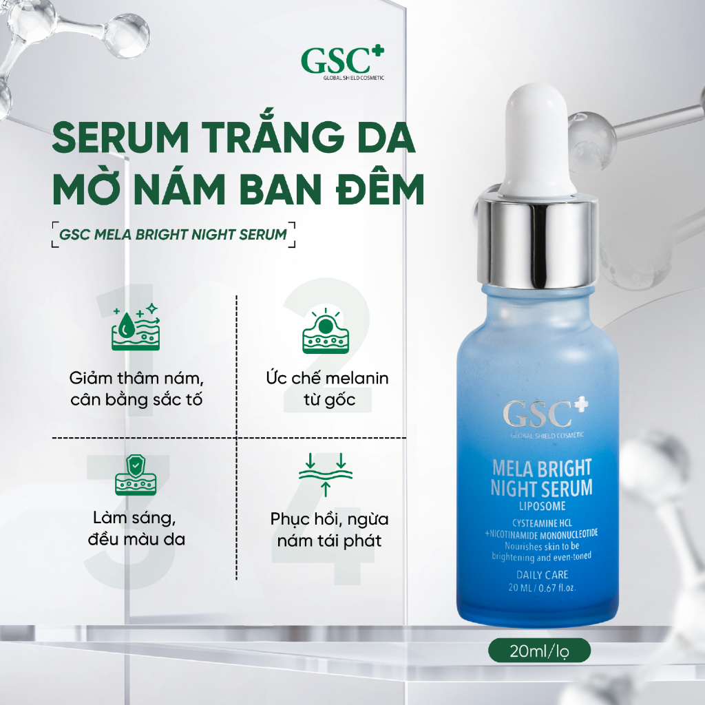 Serum Trắng Da, Mờ Thâm Nám BAN ĐÊM GSC Mela Bright Night Serum 20 ML - GC103A