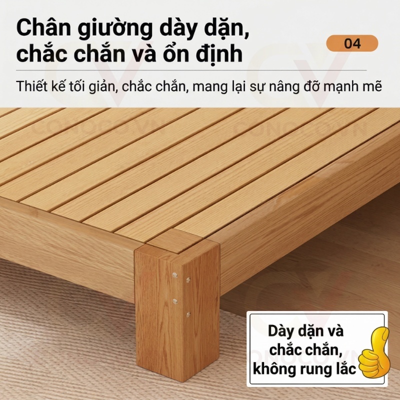 Giường gỗ pallet nan thông CONOCO Tối Giản Cao 30cm Chống dễ lắp cho căn hộ phòng trọ