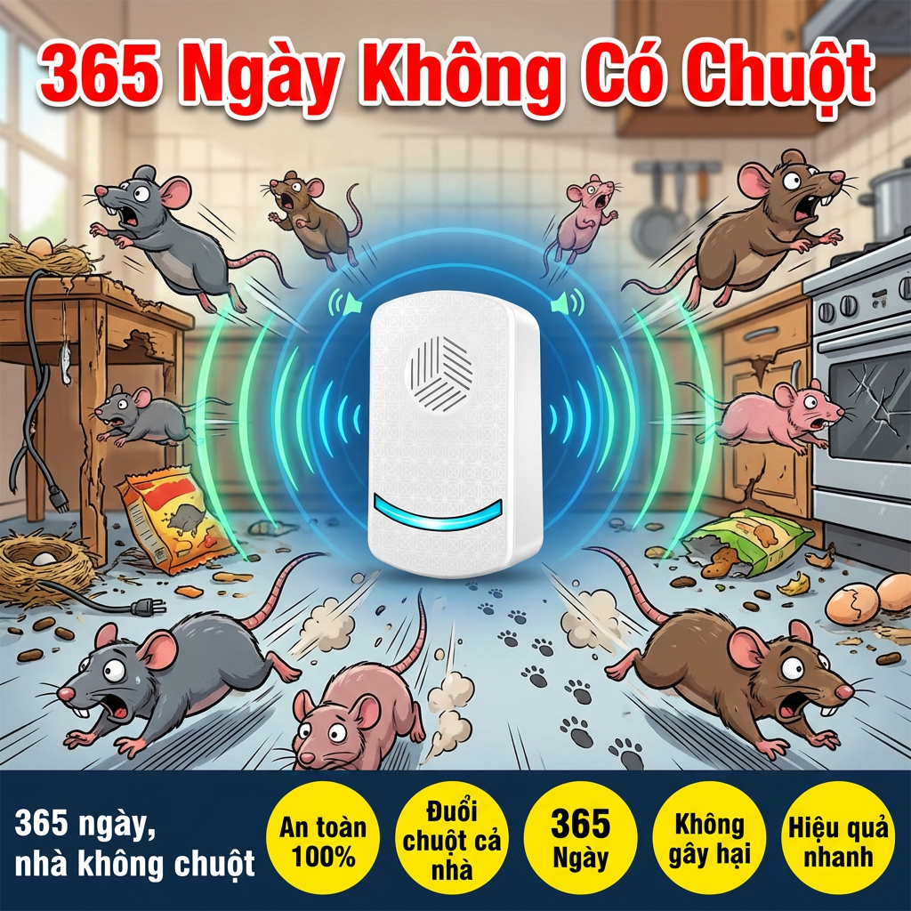 🐀 Máy đuổi chuột 2026 – Sóng siêu âm cao, đuổi chuột & côn trùng, an toàn cho gia đình ✅