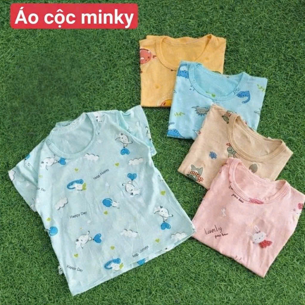 [A150 - Mềm, Mát] Áo Cộc Tay Chất Vải Thun Lạnh Minky Họa Tiết Cho Bé Trai Bé Gái