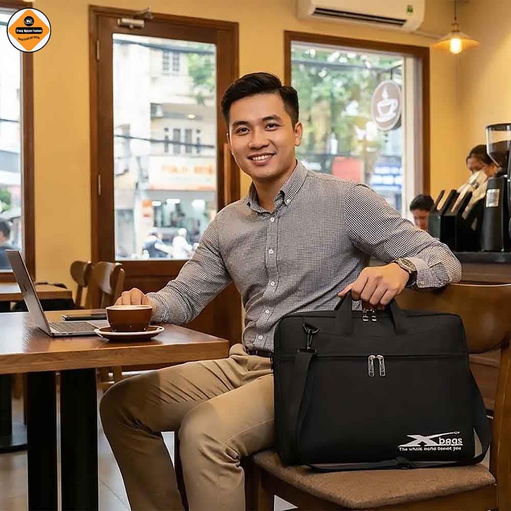 Cặp Laptop Công Sở Nam Màu Đen Cao Cấp Xbags Elegant XB4201 – Sang Trọng, Chống Sốc, Lịch Lãm!