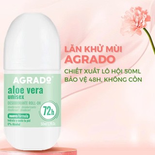 Lăn khử mùi Agrado 50ml MP1506 - chiết xuất lô hội giúp ngăn mùi, giảm mồ hôi, bảo vệ da suốt 72h