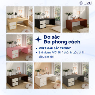 Bàn Trang Điểm Gỗ Ngồi Bệt Có Ngăn Kéo FV01 FIVO, Linh Hoạt Làm Bàn Học Bàn Trà, Không Lộ Vít Bề Mặt, Đa Dạng Bảy Màu