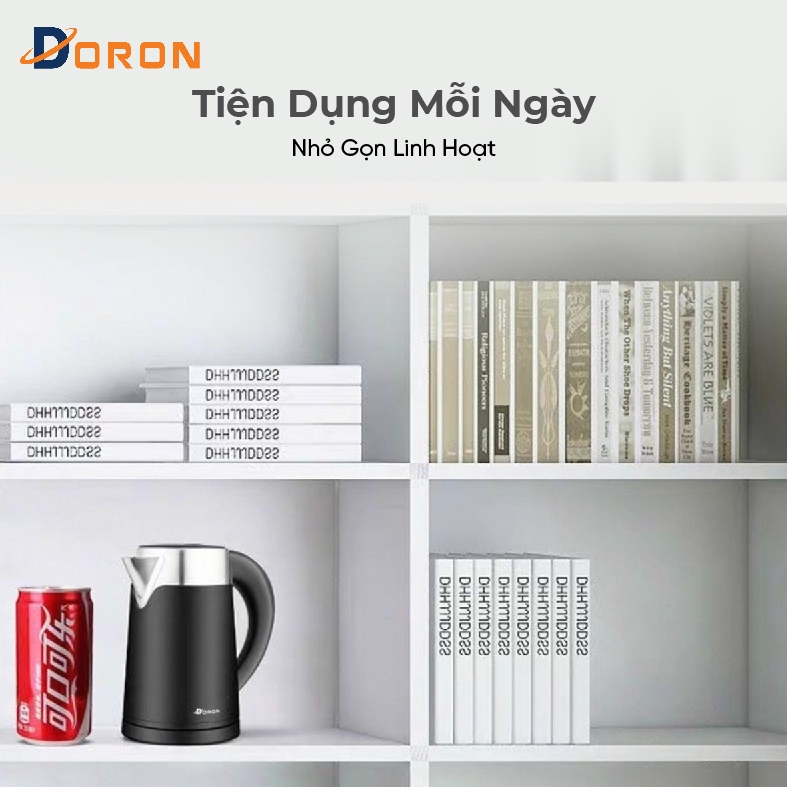 Bình đun siêu tốc 1200W 2 lớp cách nhiệt an toàn, dung tích 1L