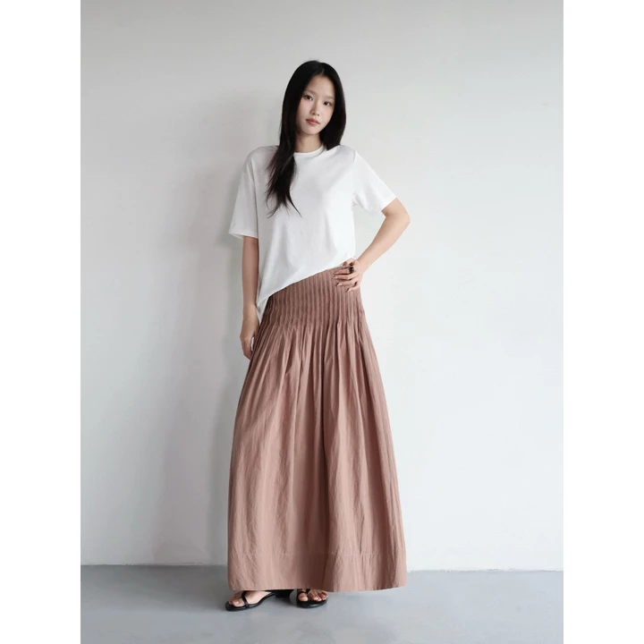 Chân váy dài xếp ly nhỏ linen thô hàn, linen thô hàn |𝐒𝐎𝐌𝐒| 𝐒𝐨𝐫 𝐒𝐤𝐢𝐫𝐭